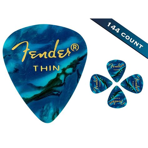 Fender 351 Premium Thin Guitar Picks 144 Count Ocean Turquoise Moto
