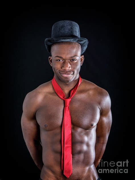 Handsome Black Young Muscle Man Naked Wearing Only Pants And Necktie Photograph By Stefano