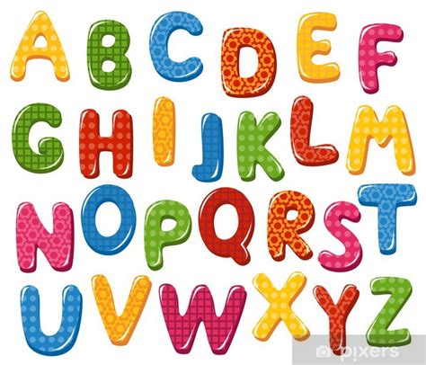Sticker Colorful Alphabet Letters Pixersnetau