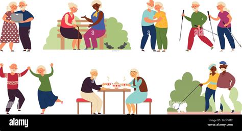 Happy Elderly Activity Isolated Senior People Sporting Old Couple
