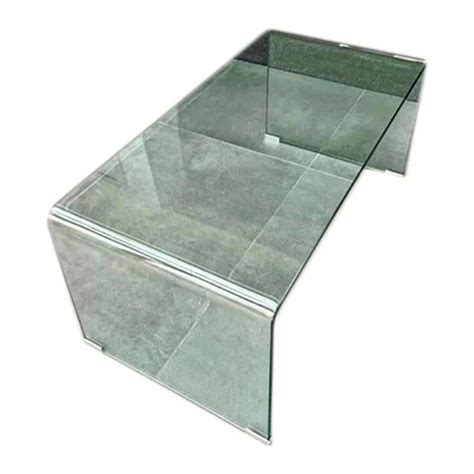 Glossy Rectangular Curved Bend Glass Coffee Table Size 15mm Glass