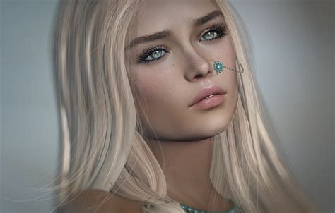 Wallpapers Blonde Girl Face Hair Girls 3d Graphics Jewelry