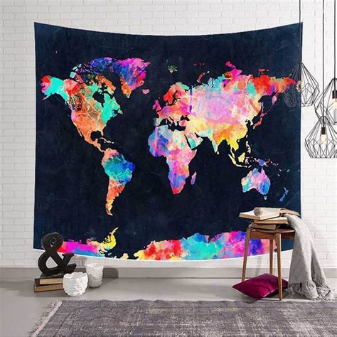 Cilected World Map Tapestry Wall Hanging 100 Polyester Middle Ages Map
