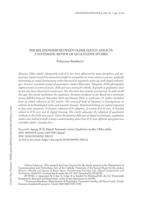 Pdf The Relationship Between Older Adults And Icts A Systematic