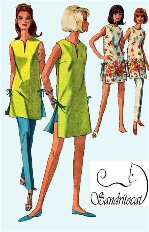 1960s beach dress with side ties with hot pants or ankle pencil pants simplicity 6011 vintage