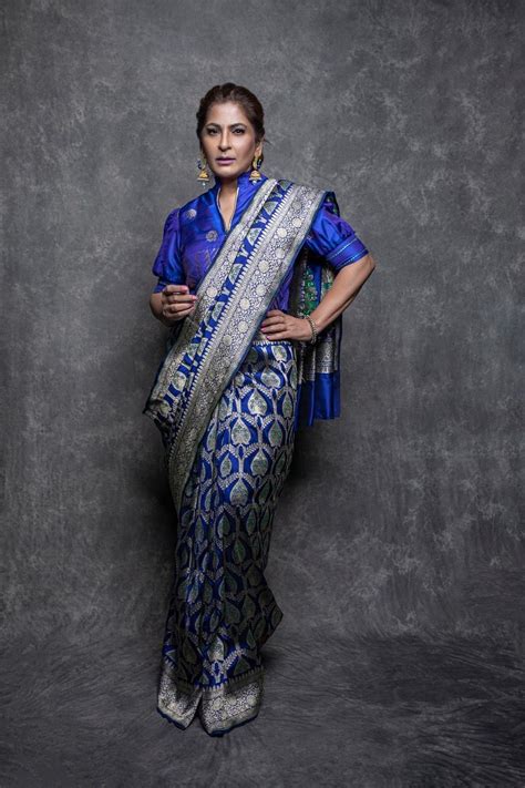 Archana Puran Singh Royal In Warp ‘n Weft Classic Blue Banarasi Saree
