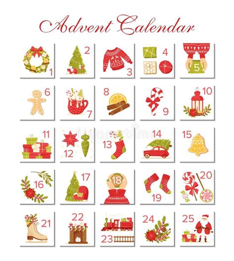 Advent Calendar Christmas Holiday Celebration Cards For Countdown