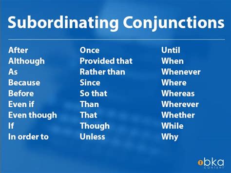Coordinating conjunctions, such as and, or, but join words, phrases or independent clauses together. What Are Subordinating Conjunctions?