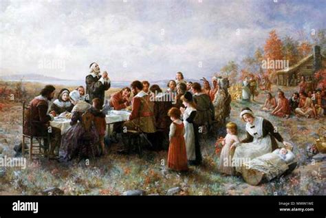 The First Thanksgiving At Plymouth 1914 By Jennie A Brownscombe