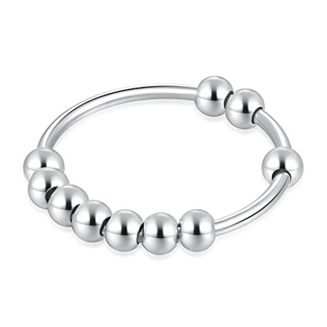 ainuobei 925 sterling silver fidget anxiety relief ring for women rings with beads stress