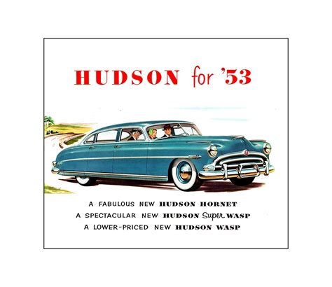 1953 Hudson Full Size Car Foldout Brochure Over Drive Magazine
