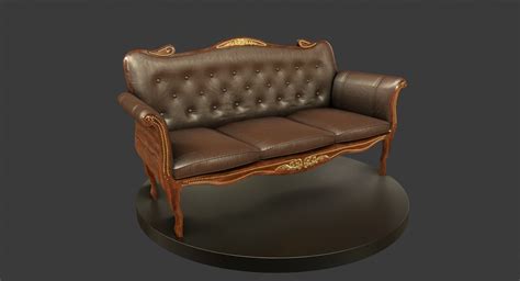 It is easily movable, and since it is single, placement is never an issue. 3D model Vintage Wooden Sofa | CGTrader