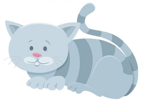 Cartoon Illustration Funny Gray Tabby Cat Animal Character Stock Vector