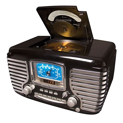 Crosley Cr612 Bk Corsair Clock Radio With Cd Player And Amfm Radio Black