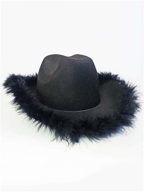 Fuzzy Trim Cowboy Hat Shein Usa