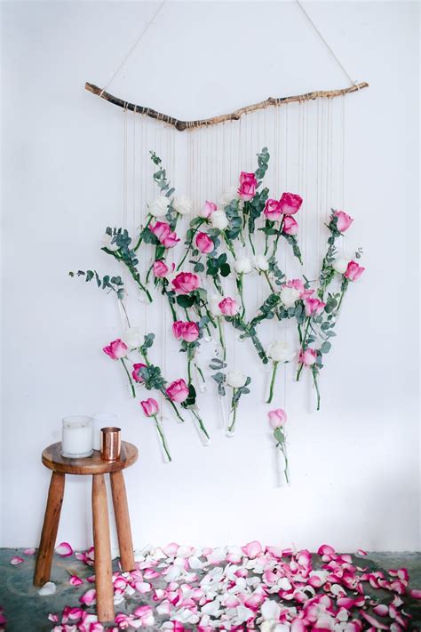 Diy Floral Vase Wall Hanging Using Rose And Eucalyptus