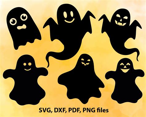 Ghosts Svg File Ghost Set Dxf Ghost Cut File Halloween Png