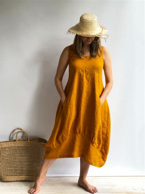 Linen Summer Dress Samantha Long Sleeveless Dress Linen Beach Dress
