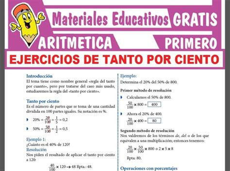 Ejercicios De Tanto Por Ciento Para Primer Grado De Secundaria