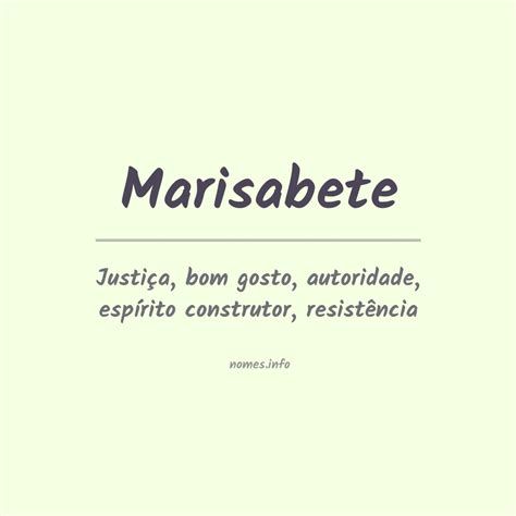 Significado Do Nome Marisabete