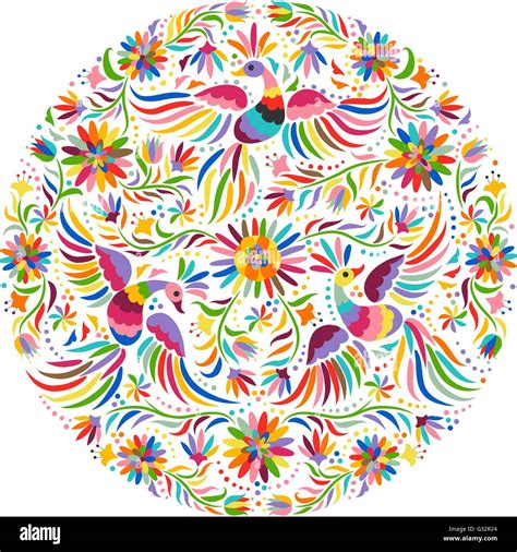 Vector Mexican Embroidery Round Pattern Stock Vector Image And Art Alamy