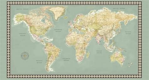 Meridian World Map 852293307911