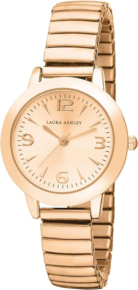 Laura Ashley Rose Gold Womens Round Case Expandable Stainless Steel