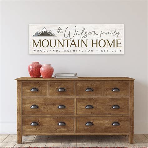 Personalized Mountain Home Sign Custom Canvas Cabin Decor Etsy