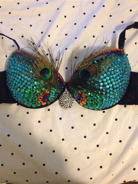 Peacock Rave Bra Etsy Rave Bra Bra Peacock