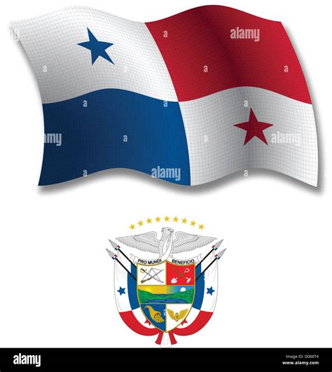 Panama Shadowed Textured Wavy Flag And Coat Of Arms Against White