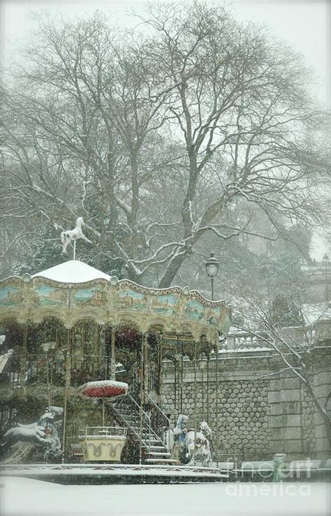 Snowy Carousel By Louise Fahy Vintage Carnival Photography Carousel