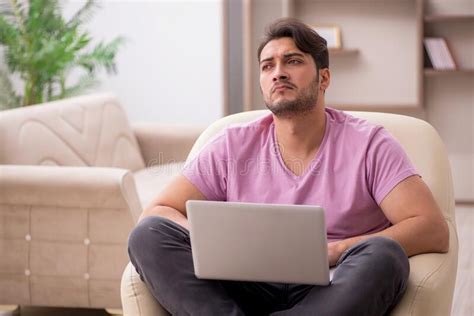 Young Man Working From Home During Pandemic Stock Photo Image Of