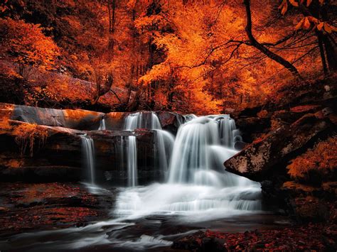Waterfall river landscape nature waterfalls autumn wallpaper ...