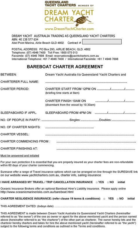 Bareboat Charter Agreement Form Best Picture Of Chart Anyimageorg