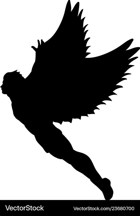 Flying Man Icarus Silhouette Mythology Symbol Vector Image