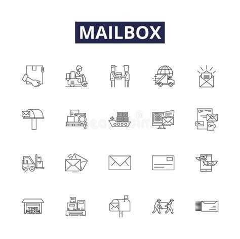 Mailbox Line Vector Icons And Signs Envelope Mail Address Message
