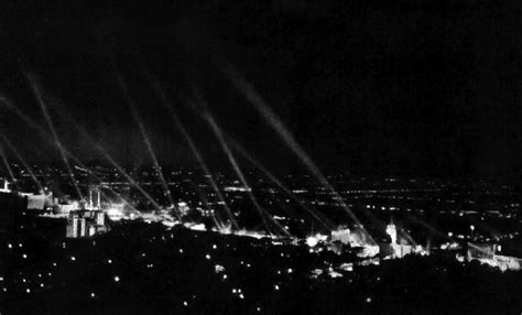 Searchlights Punctuate The Night Sky Above Hollywood Boulevard Circa