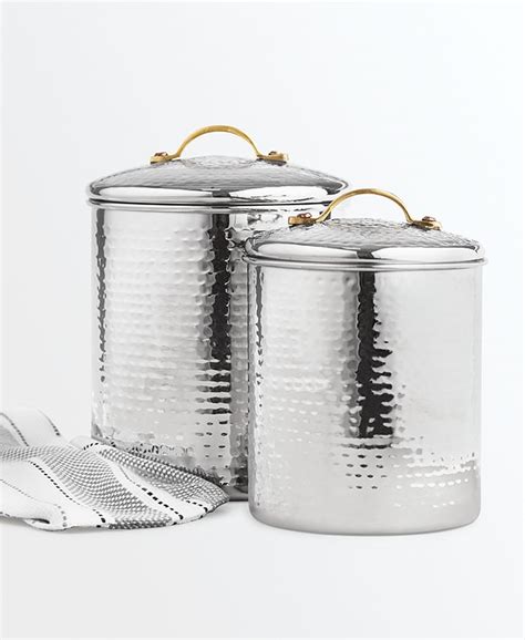 Martha Stewart Collection Hammered Stainless Steel Canisters Set Of 2