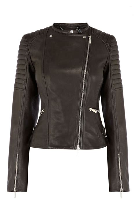 Opting for a karen millen coat or jacket means youll have plenty of different styles to choose from. Black Leather Biker Jacket | Karen Millen (JR072) | Karen ...