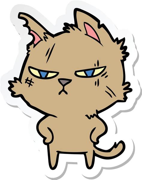 Sticker Of A Tough Cartoon Cat 8776504 Vector Art At Vecteezy
