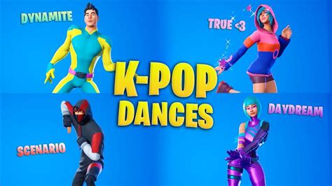 Fortnite All Kpop Dances And Emotes Bts Dynamite Scenario Smooth Moves Youtube