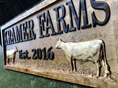 Personalized Ranch Sign Custom Wood Sign With Cattle Cow Decor 3d