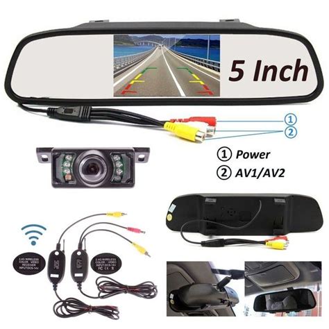 5 Car Tft Lcd Monitor Mirror Wireless Reverse Car Rear View Backup