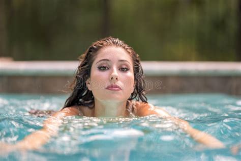 Bikini Model Posing By A Swimming Pool Stock Image Image Of Caucasian Nice 156348841