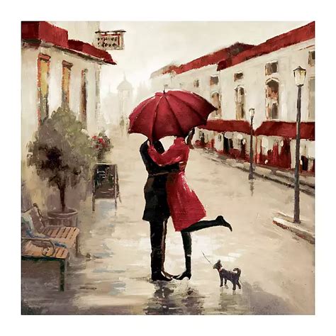 Art Prints Love Couple With Red Umbrella In Paris Print On Framed Canvas Wall Art Decor Art