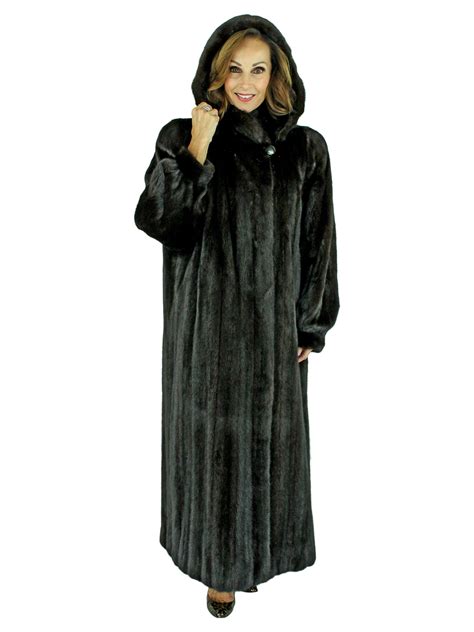 Plus Size Ranch Female Mink Fur Coat With Detachable Hood Xxl Estate Furs