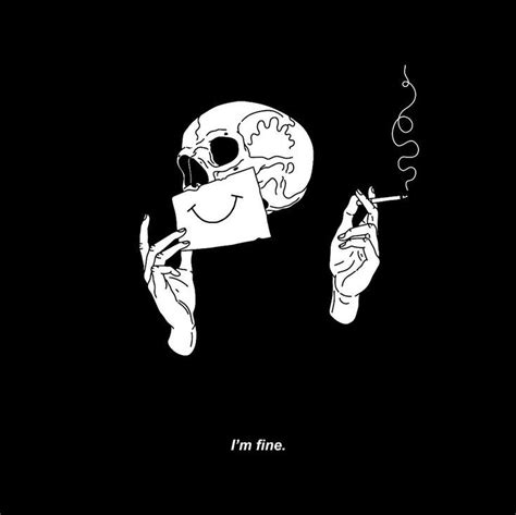 Im Fine Skull With A Paper Smile Goth Grunge Illustration Skull