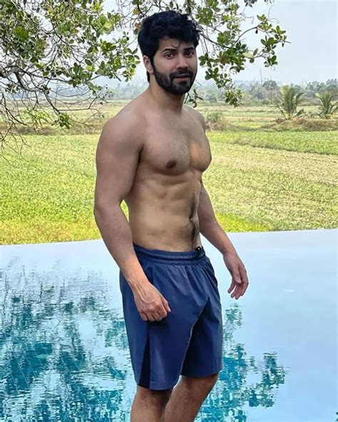 Shirtless Bollywood Men Varun Dhawan S Insta Post In Swimshorts Hot Bod And A Bushy Treasure
