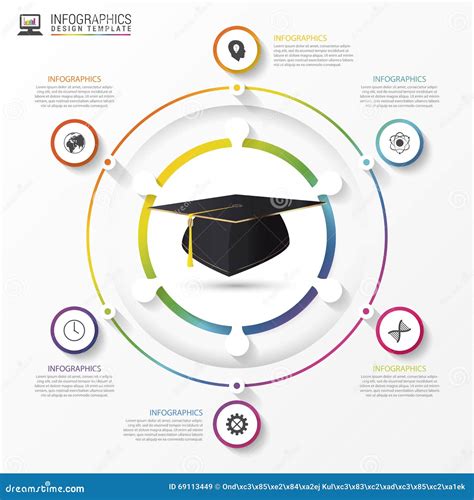 Education Infographic Template Academic Cap Stock Vector