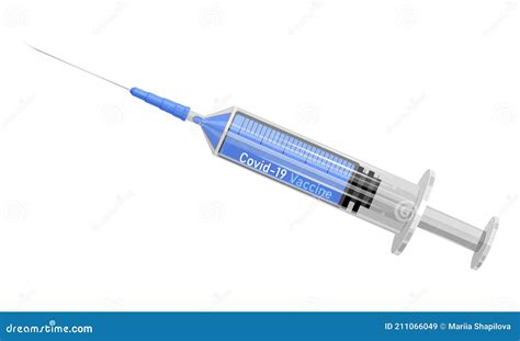 Syringe With Blue Liquid Vaccine Stock Vector Illustration Of Drug